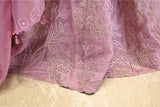 Mauve Organza Silk Bridal Lehenga with Floral Pakshi Applique Embellishments