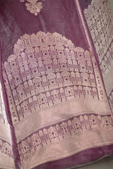 Mauve Tissue Silk Wedding Lehenga In Rajwada Style Design