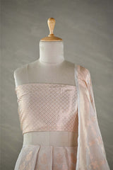 White Banarasi Lehenga with Gold Zari Floral Motifs