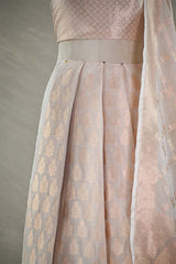 White Banarasi Lehenga with Gold Zari Floral Motifs