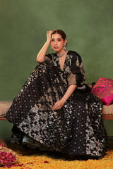 Black Banarasi Raw Silk Kalidar Bridesmaid Lehenga