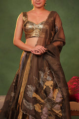 Metallic Tissue Silk Kalidar Lehenga for Bridesmaid