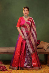 Pink Raw Silk Kalidar Lehenga Inspired by Bollywood