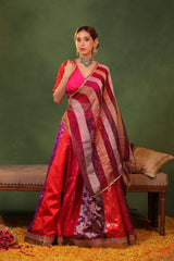 Pink Raw Silk Kalidar Lehenga Inspired by Bollywood
