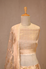 Golden Tissue Silk Lehenga with Gold and Silver Zari Floral Weaving