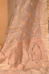 Golden Tissue Silk Lehenga with Gold and Silver Zari Floral Weaving