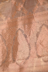 Golden Tissue Silk Lehenga with Gold and Silver Zari Floral Weaving