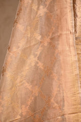 Golden Tissue Silk Lehenga with Gold and Silver Zari Floral Weaving
