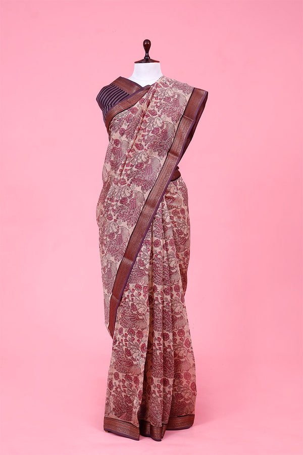 Buy Pink Chanderi Silk Saree Online