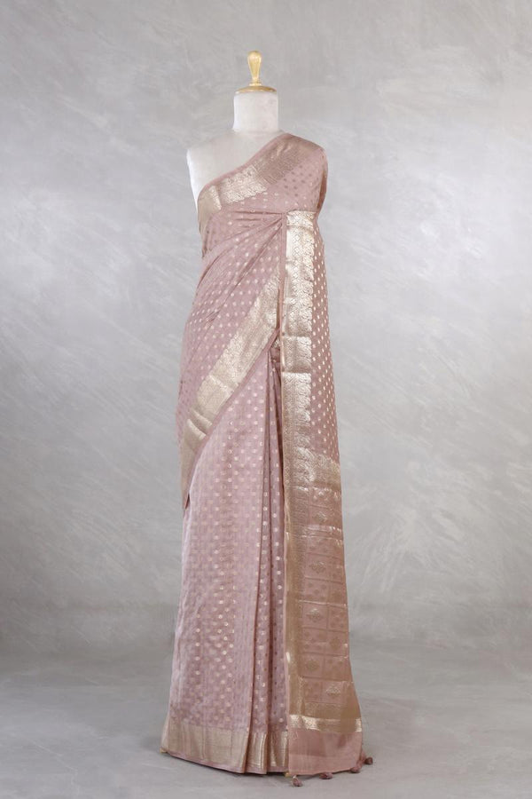 mauve saree, chanderi saree​, chanderi silk saree​, chanderi print