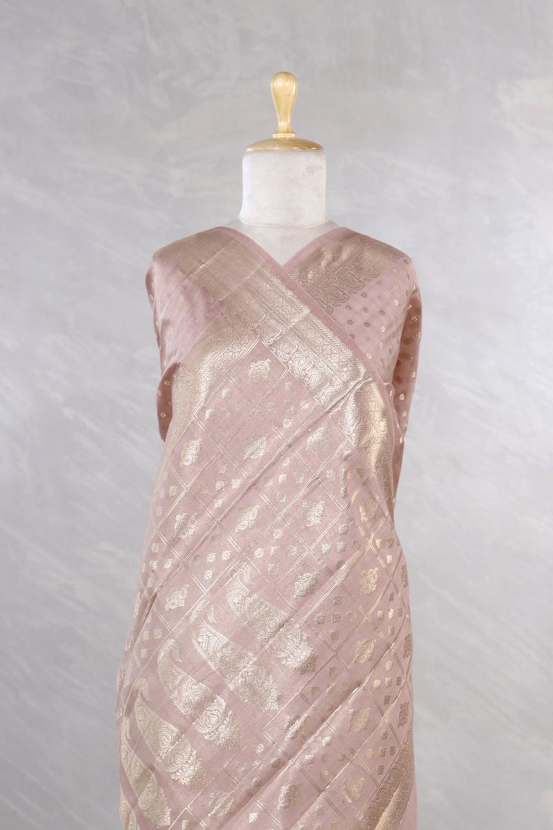Mauve Chanderi Silk Saree with Floral Designer Border