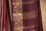 Wine Digital Printed Chanderi Silk Saree with Zari Checks & Floral Pallu