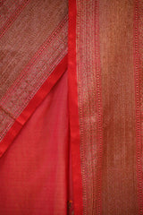 Red Chanderi Silk Saree With Antique Zari Ethnic Woven Butis