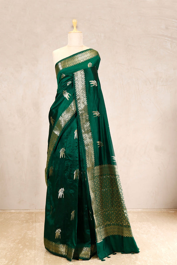 Dupion, Dupion Silk, Dupion Saree, Banarasi Saree, green saree