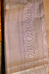 Yellow Chiniya Banarasi Silk Saree with Bandhni Buti & Silver Zari Border