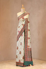Powder Blue Chiniya Silk Saree with Antique Zari Paisley Buta