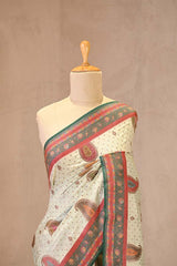 Powder Blue Chiniya Silk Saree with Antique Zari Paisley Buta