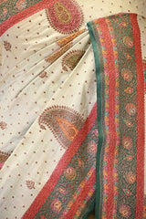 Powder Blue Chiniya Silk Saree with Antique Zari Paisley Buta