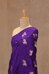 Purple Banarasi Chiniya Silk Saree with Aghanya Motifs