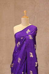 Purple Banarasi Chiniya Silk Saree with Aghanya Motifs