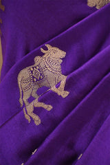 Purple Banarasi Chiniya Silk Saree with Aghanya Motifs