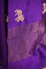 Purple Banarasi Chiniya Silk Saree with Aghanya Motifs