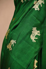 Green Banarasi Chiniya Silk Saree with Aghanya Motifs