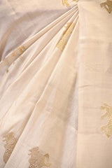 White Banarasi Chiniya Silk Saree with Aghanya Motifs