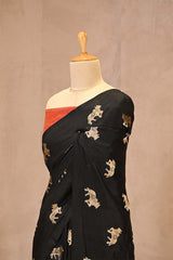 Black Banarasi Chiniya Silk Saree with Aghanya Motifs