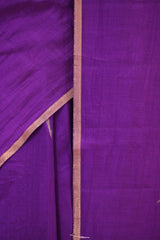 Purple Chiniya Silk Saree with Gold Zari Crane Motif
