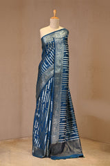 Blue Chiniya Silk Saree with Watergold Zari Stripes