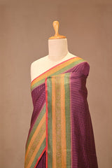 Wine Chiniya Silk Saree with Zari Stripes