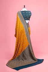 Mustard Yellow Handloom Crepe Saree