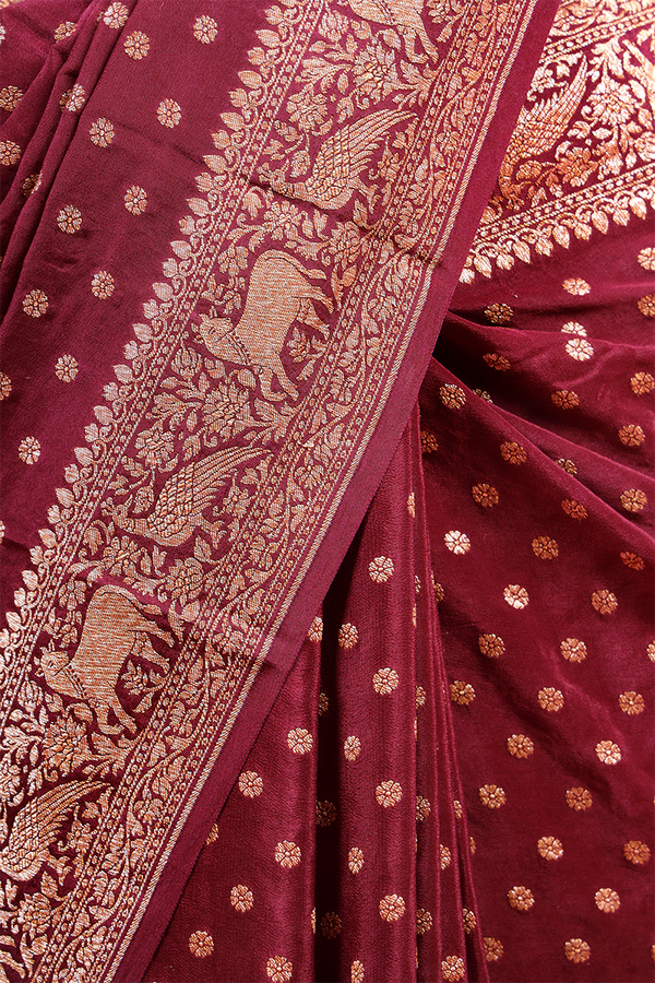 Coffee Brown Woven Crepe Saree
