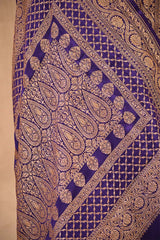 Deep Purple Banarasi Crepe Silk Saree with Antique Zari Border