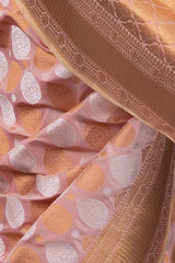 Peach Handwoven Banarasi Katan Silk Saree - Chinaya Banaras