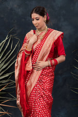 Sindoori Red Handwoven Banarasi Silk Saree