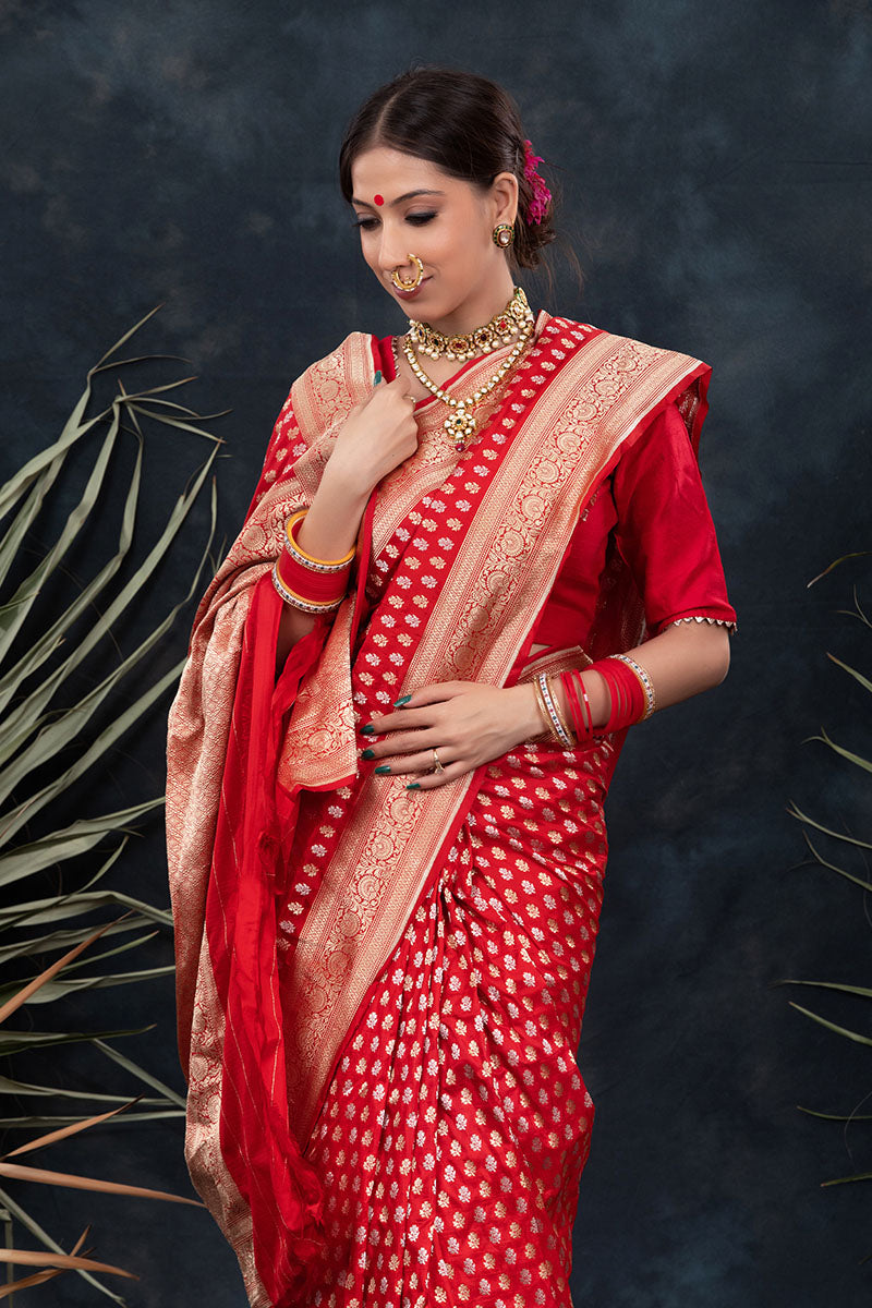 Sindoori Red Handwoven Banarasi Silk Saree