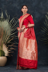 Sindoori Red Handwoven Banarasi Silk Saree