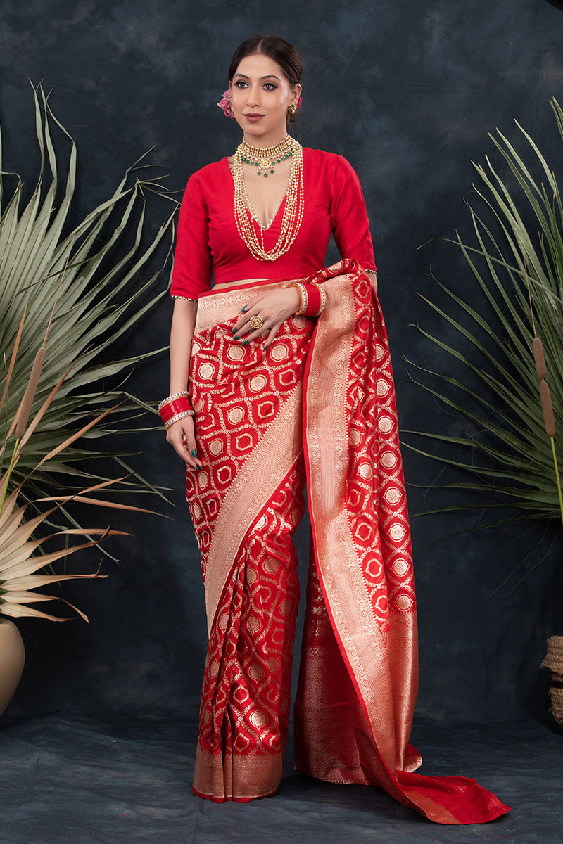 Red Handwoven Banarasi Silk Saree
