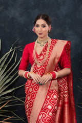 Red Handwoven Banarasi Silk Saree