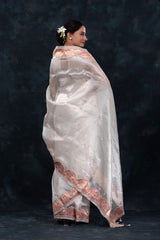 Silver Charm Embellished Tissue Silk Saree
