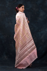 Nude Peach Rangkat Woven Chiniya Silk Saree