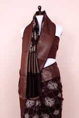 Wine Ethnic Printed Chanderi Silk Saree