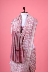 Pastel Pink Geometrical Printed Chanderi Silk Saree