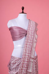 Pastel Pink Geometrical Printed Chanderi Silk Saree