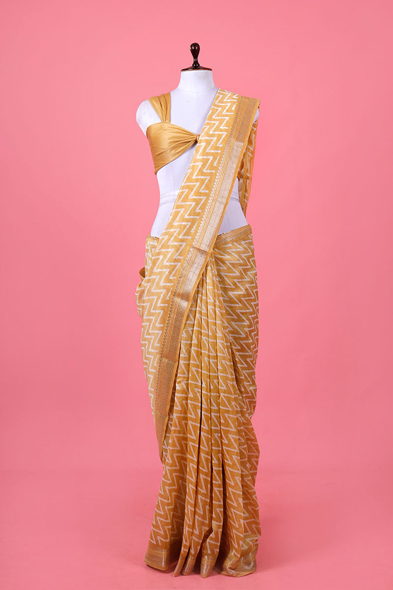 Yellow Chanderi Silk Saree By Chinaya Banaras