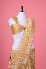 Light Yellow Geometrical Woven Chanderi Silk Saree