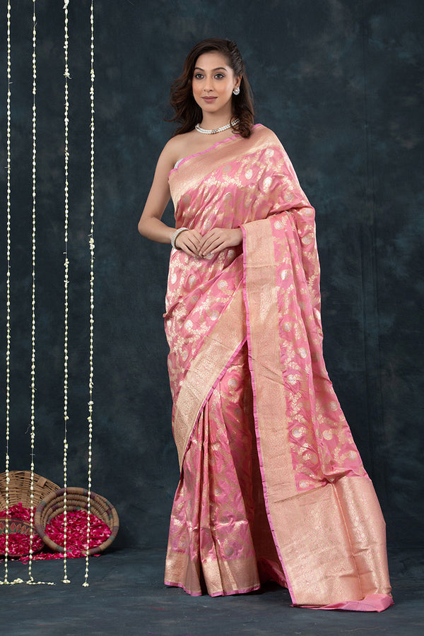 Blush Pink Handwoven Banarasi Silk Saree