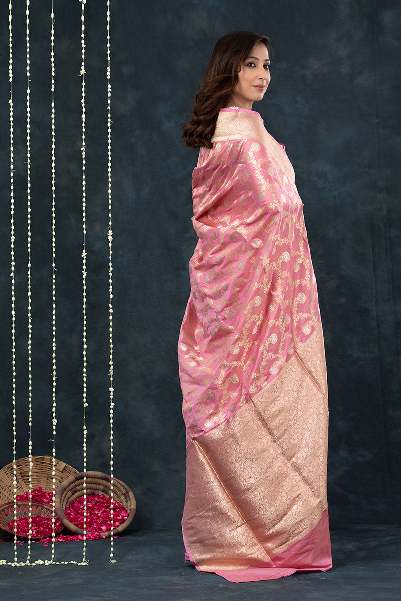 Blush Pink Handwoven Banarasi Silk Saree